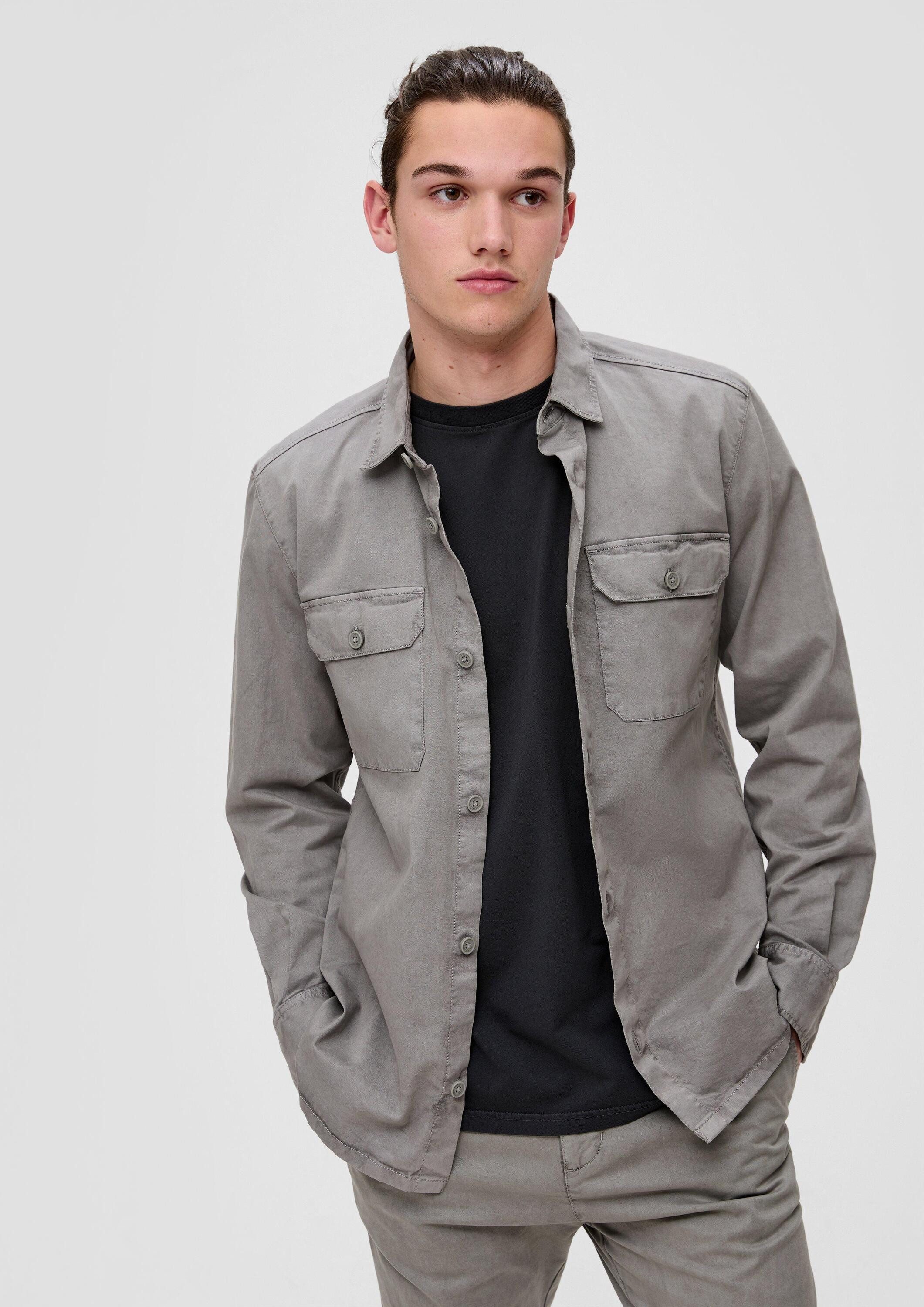 QS Langarmhemd Hemd Overshirt mit Brusttaschen