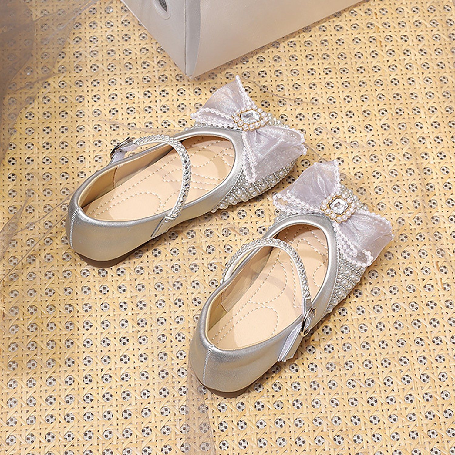 Mädchen Mary Ballerinas Riemchensandale Jane Silber Daisred Abendschuhe Schuhe