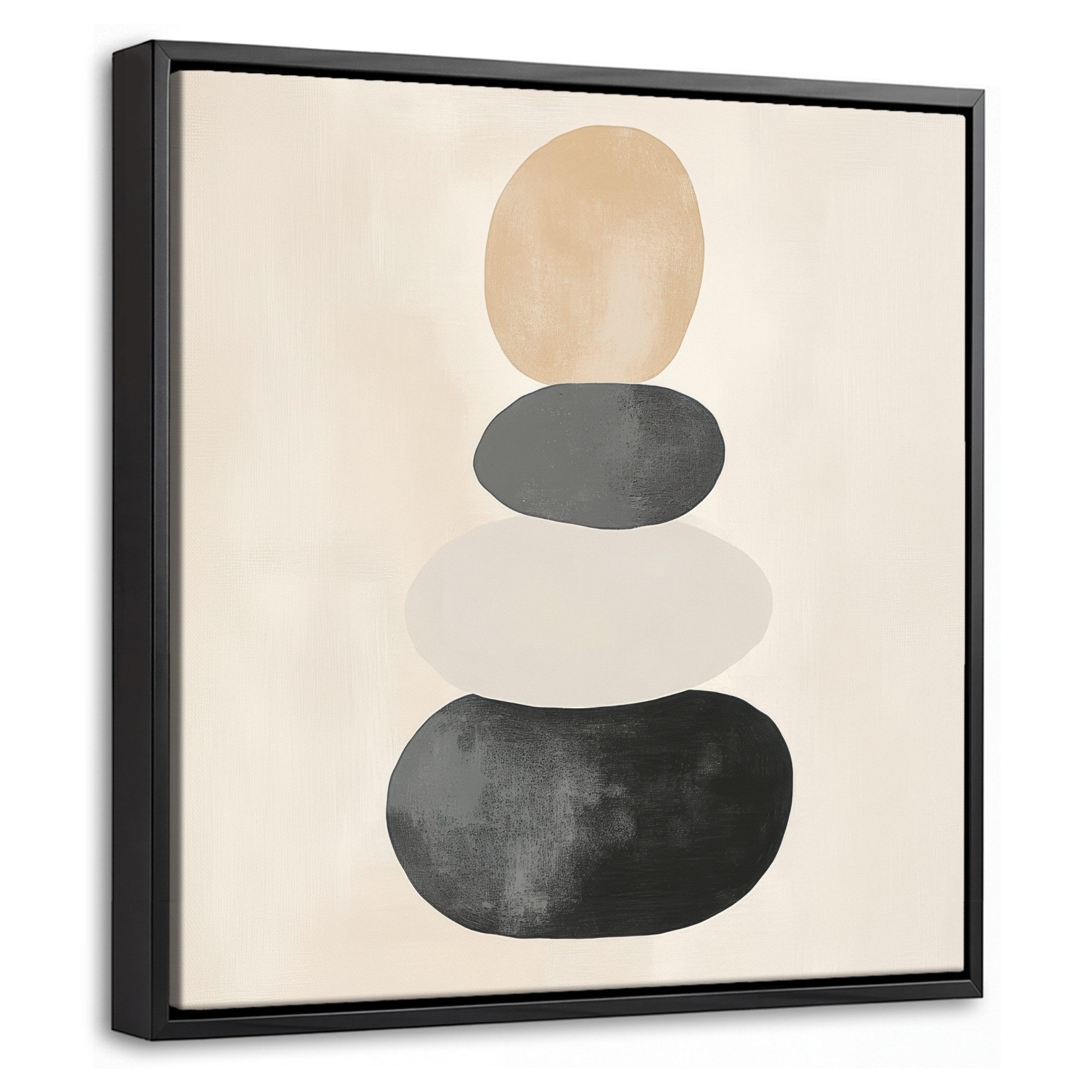 OneMillionCanvasses® Leinwandbild mit Rahmen - Japandi - Wabi sabi - Beige, Fotodruck (1 St), Leinwand Bilder Klein, Wand Dekoration Aesthetic 20x20cm