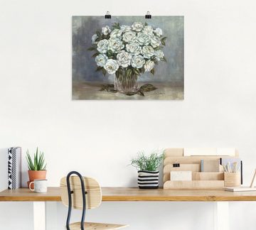 Artland Wandbild Weiße Rosen, Blumen (1 St), als Leinwandbild, Poster in verschied. Größen