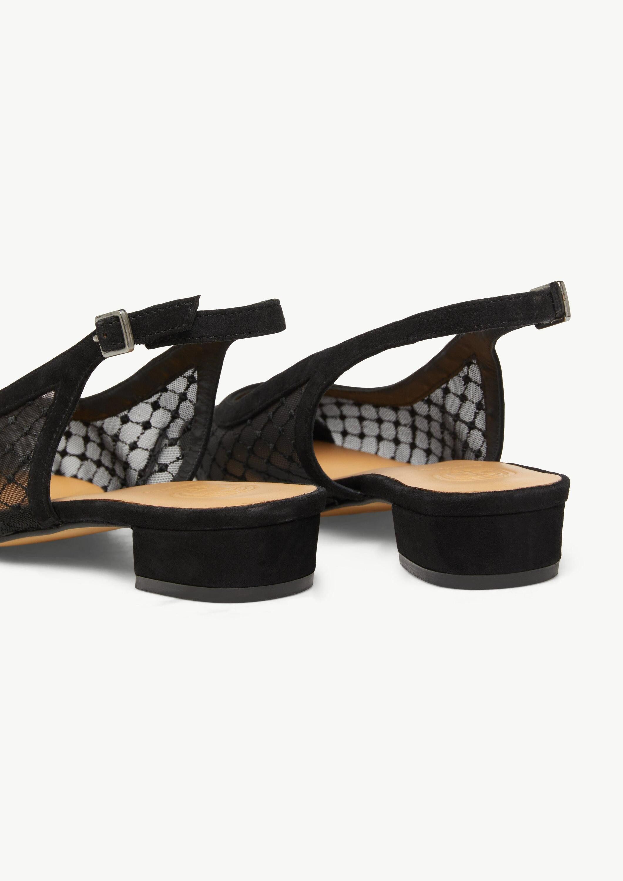 comma Pantoletten Sandale Slingback-Ballerinas aus Veloursleder und Mesh