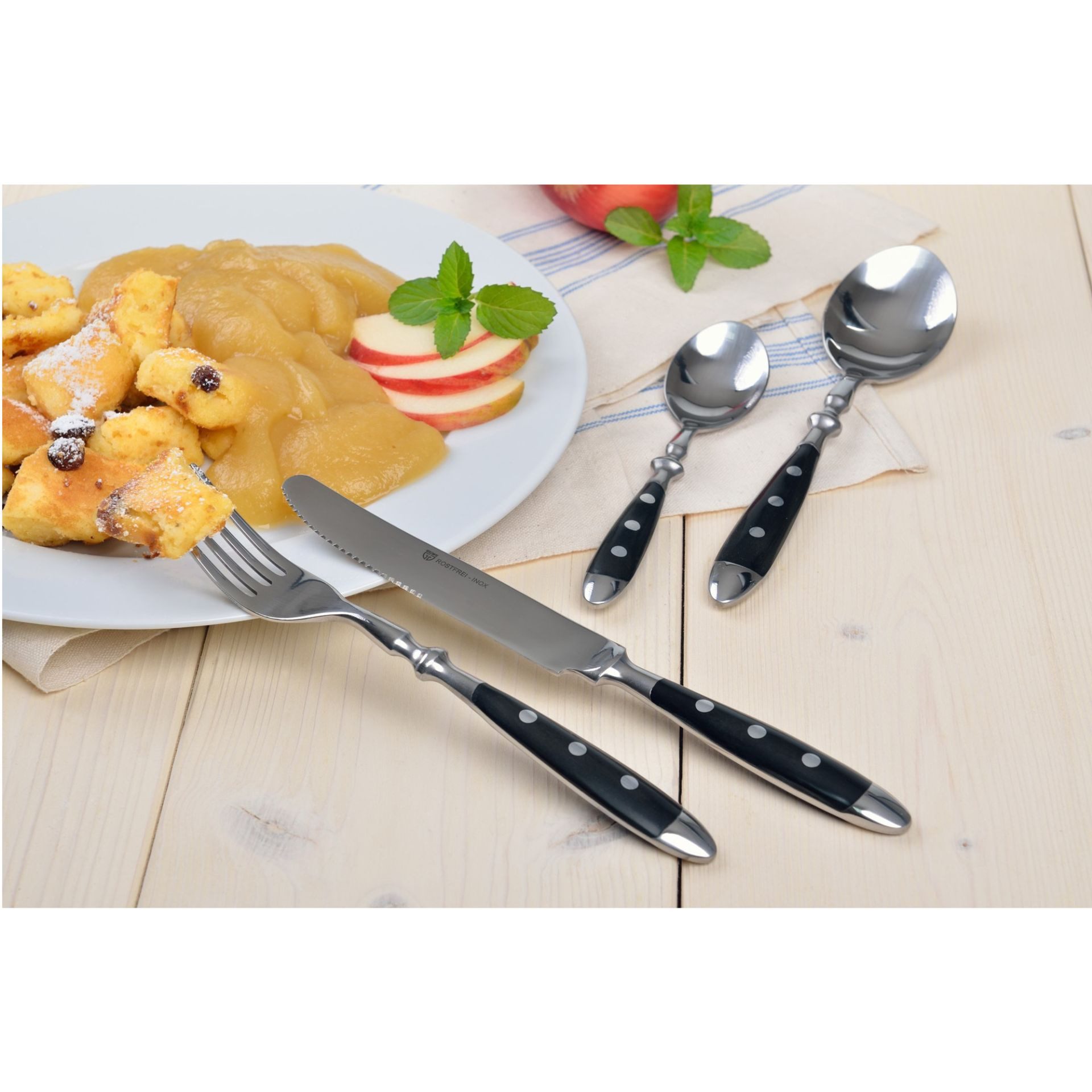 GRÄWE Tafelgabel (12 Stück), Tafelgabeln 12 Stück, Alu-Nieten, Serie Nürnberg, schwarz