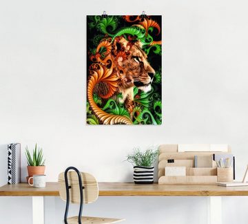 Artland Poster Im Jungle, Löwen (1 St), als Alubild, Leinwandbild, Wandaufkleber oder Poster in versch. Größen