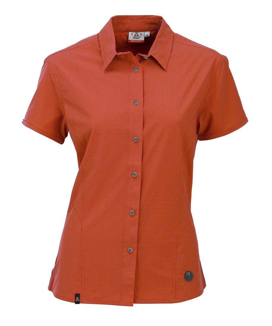 Maul Outdoorbluse Kurzarm Agile 2XT Outdoor Karomuster orange Damen