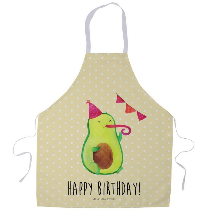 Mr. & Mrs. Panda Kochschürze Avocado Birthday - Gelb Pastell - Geschenk Veggie Schürze Überrasc (1-tlg)