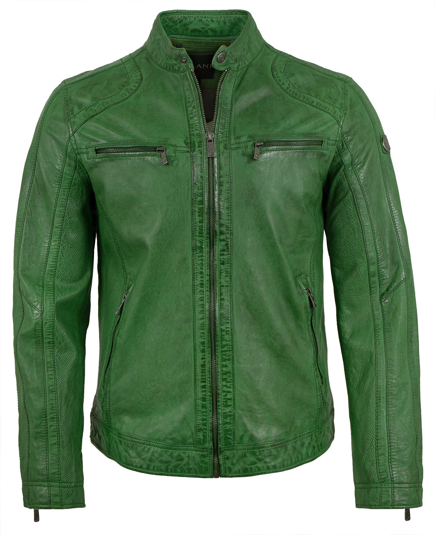 Flash-2 Jilani Herren Lammnappa Lederjacke Echtleder Lederjacke grün