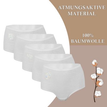hemmy Fashion Hüftslip Taillenslip uni/bestickt (5er Pack) Unterhose 100% Baumwolle - Hohe Taille - Basic Slip Maxislip