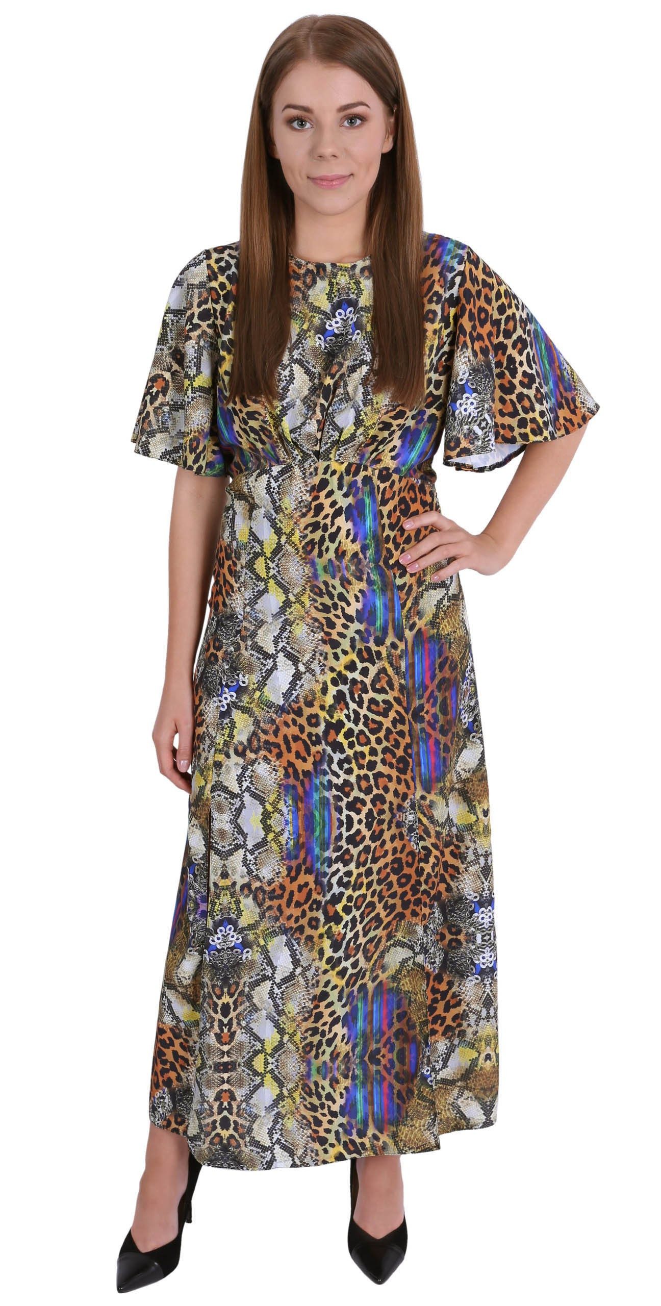 Maxikleid Kleid in farbenfrohen Tiermustern von John Zack XL