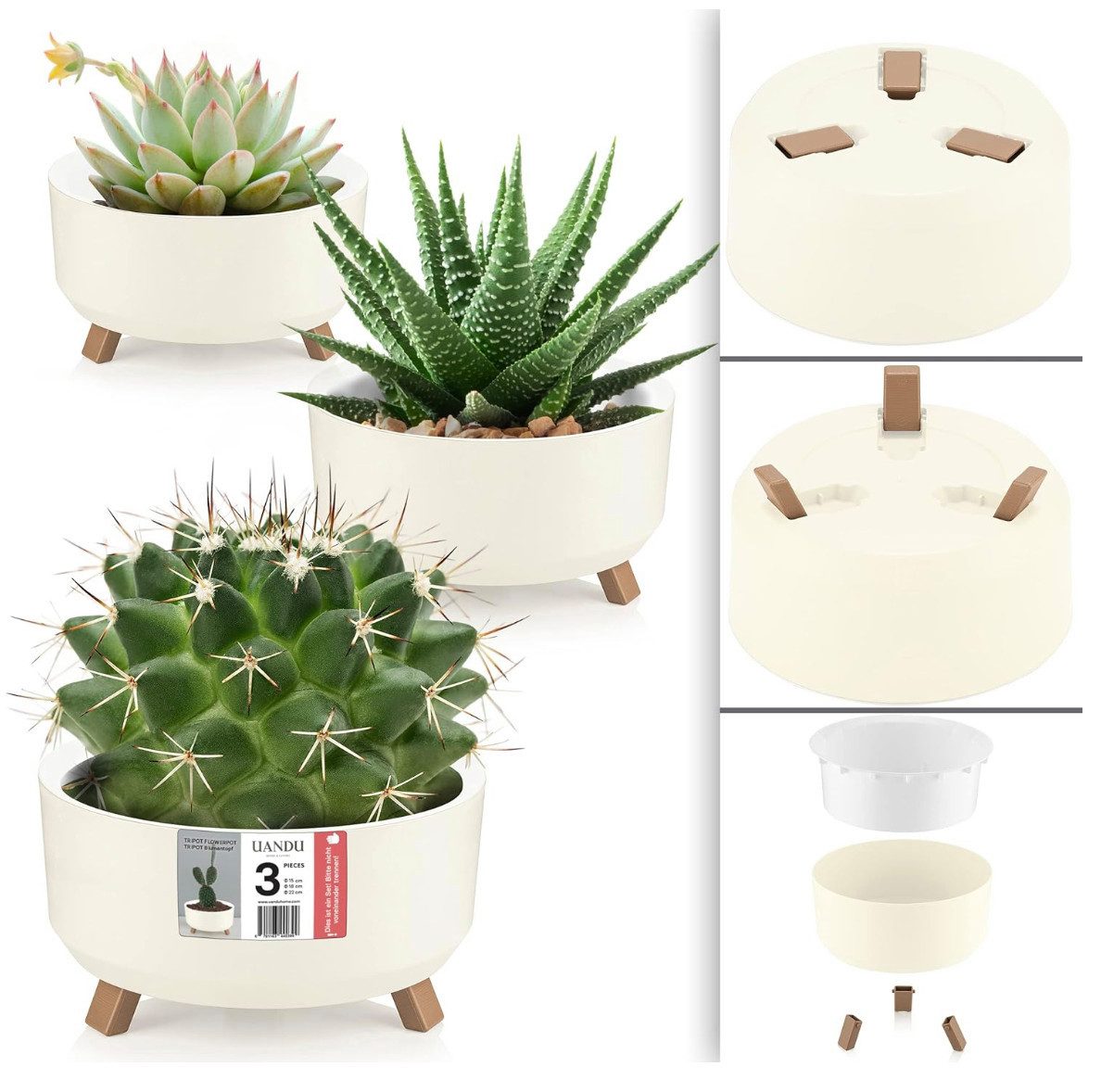 uandu home Blumentopf Set 3 Größen, Plant Pot, übertopf, Flower Pot, Pflanz günstig online kaufen