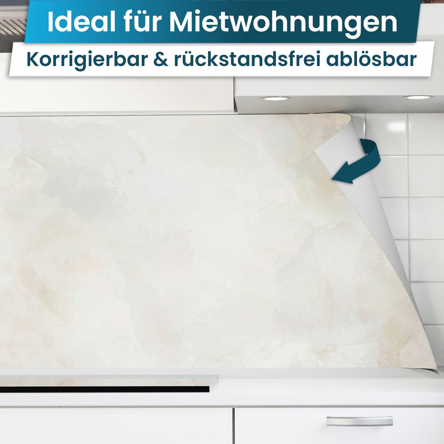 danario Küchenrückwand Folie selbstklebend, Glasoptik, Spritzschutz Küche, ablösbar - 0,8 mm