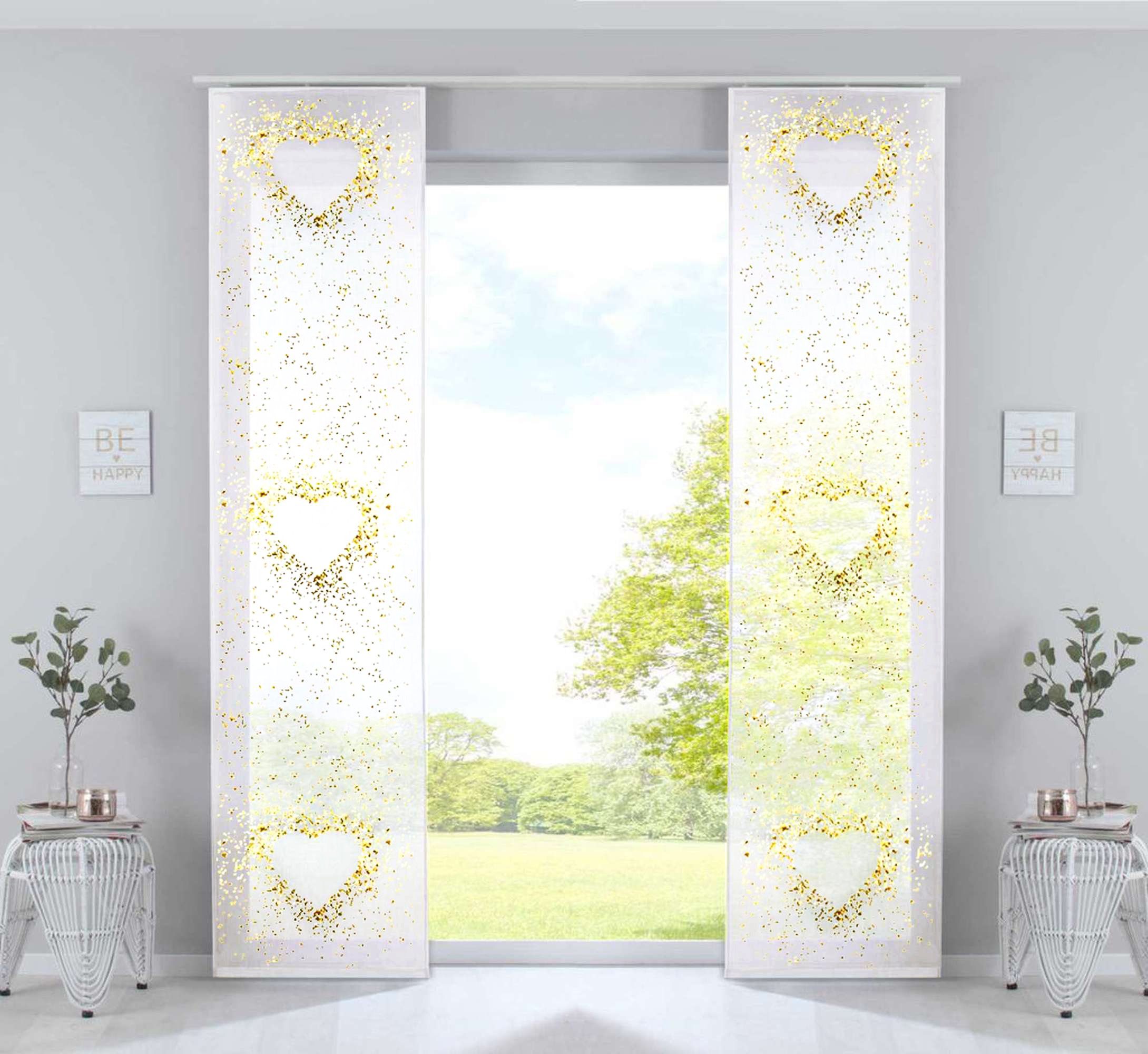 Gardinenbox Schiebegardine (2 St), Klettband, blickdicht, Microfaser, Bedruckt Flächenvorhänge »Izmir«