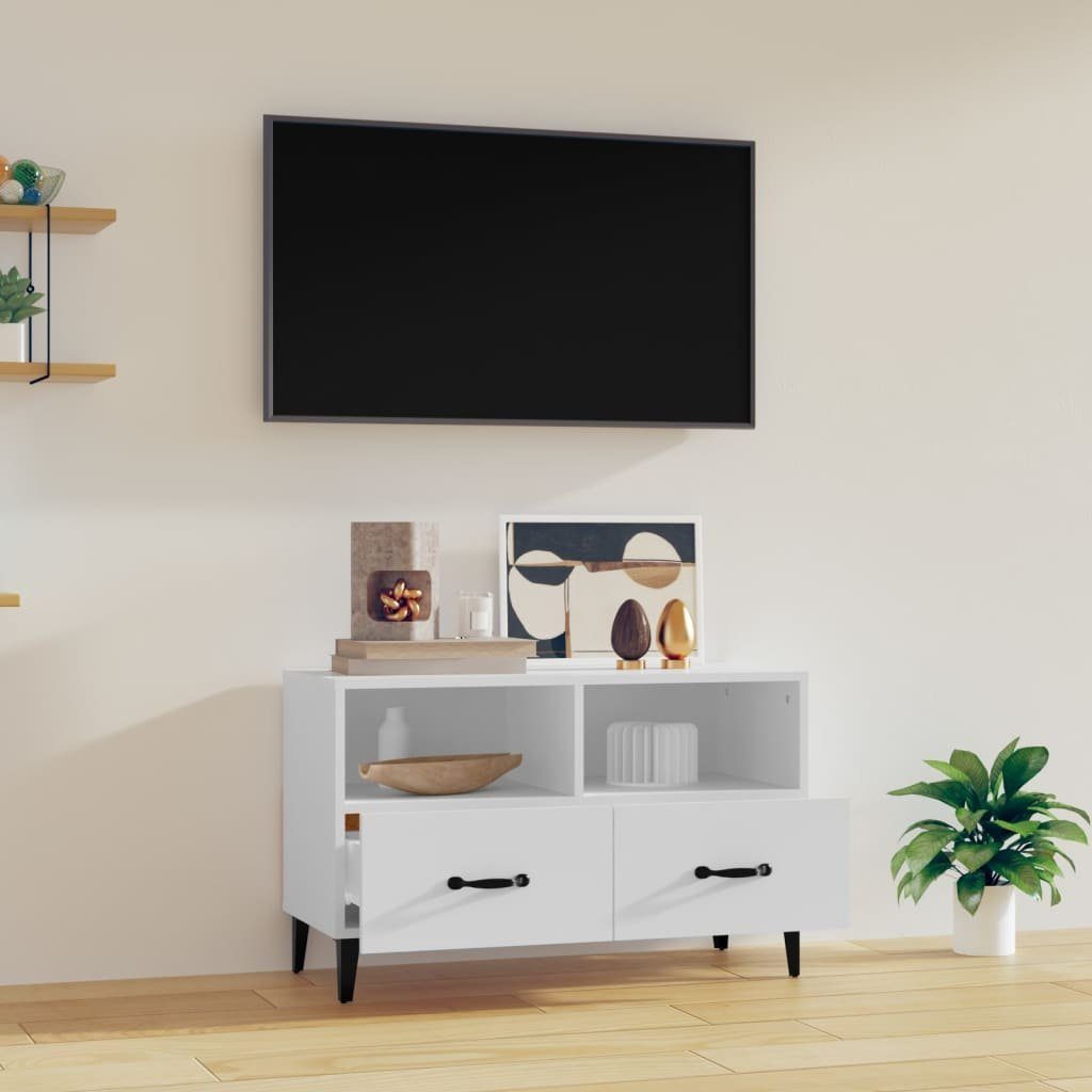 cm Weiß Holzwerkstoff TV-Schrank furnicato 80x36x50