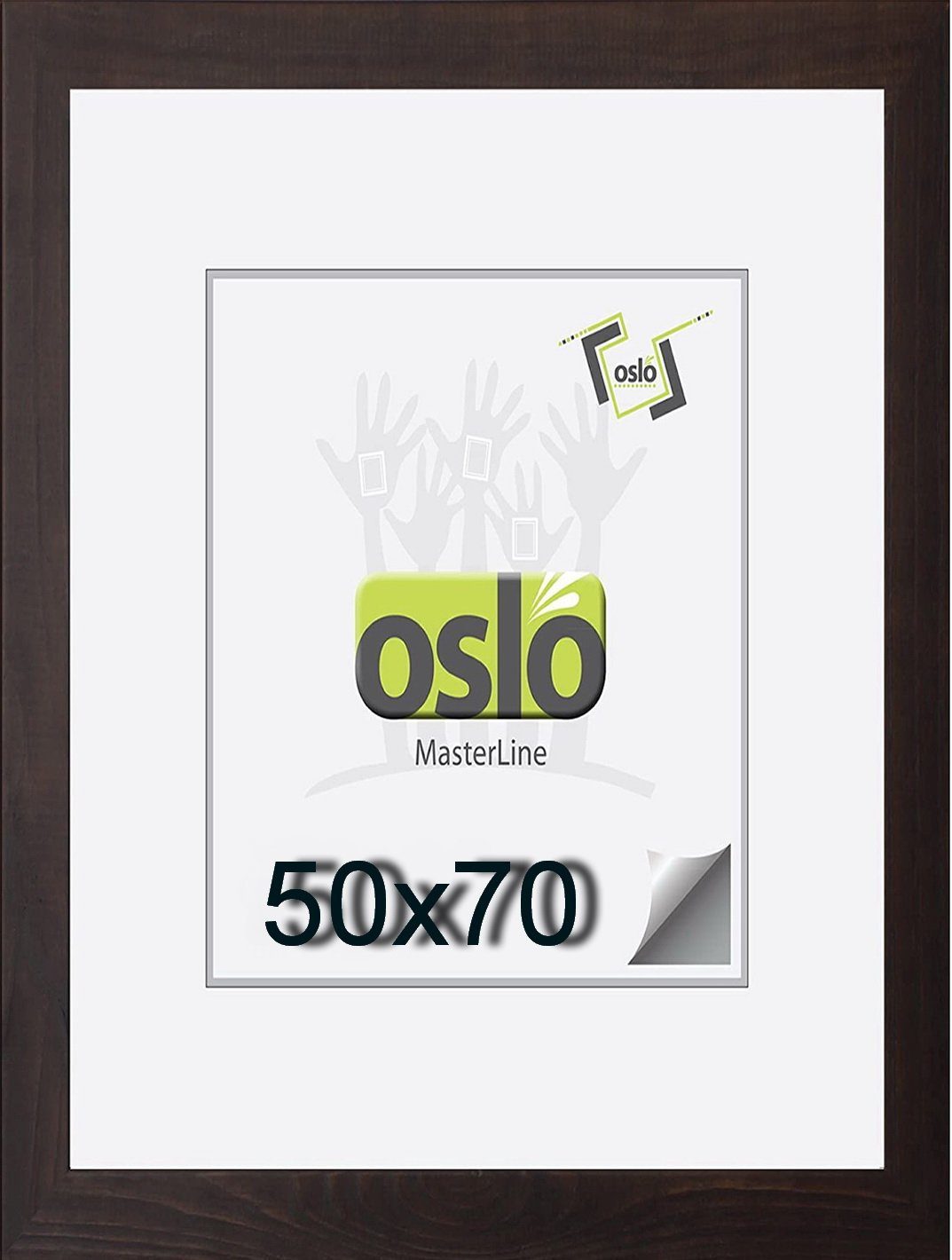 Oslo MasterLine Bilderrahmen Bilderrahmen Holz massiv FSC-zertifiziert Echtglas Hoch und Querformat, Portraitrahmen 50x70 cm dunkelbraun / schoko