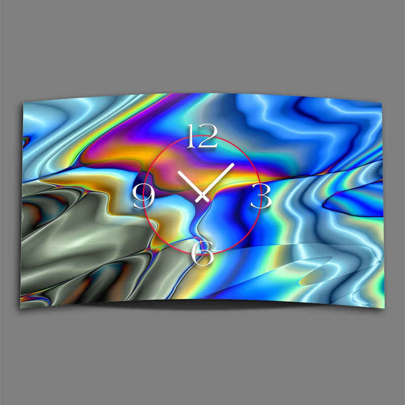 dixtime Wanduhr Abstrakt Farbverlauf bunt Designer Wanduhr modernes Wanduhren Design (Einzigartige 3D-Optik aus 4mm Alu-Dibond)