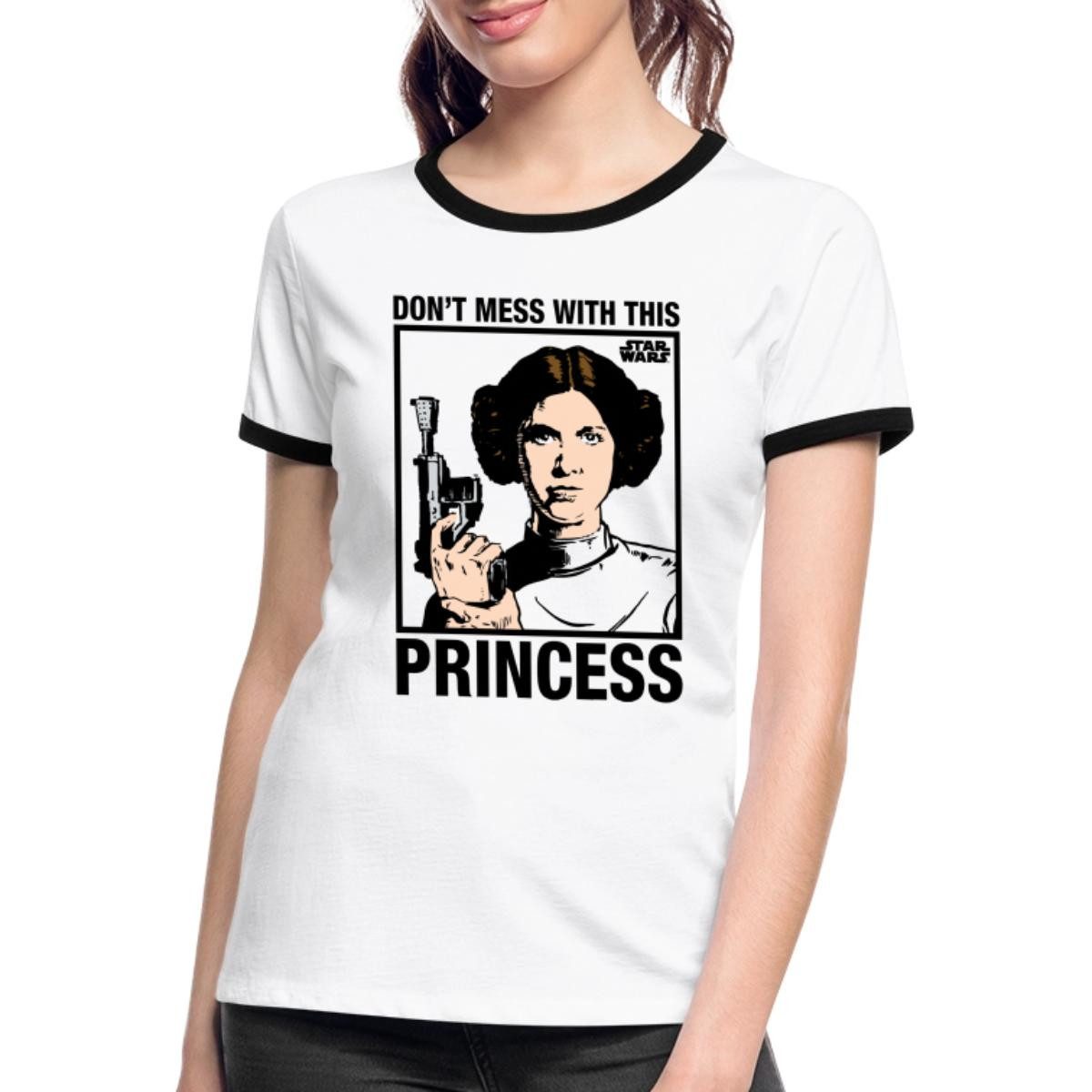 Spreadshirt T-Shirt Star Wars Leia Don't Mess With This Princess Frauen Kontrast T-Shirt (1-tlg)