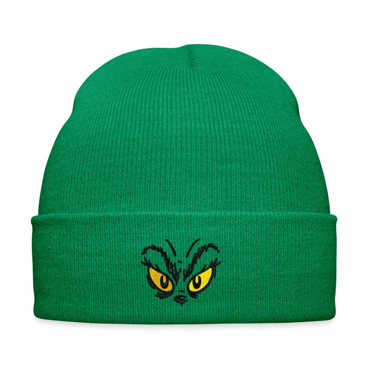 Spreadshirt Beanie Der Grinch Stick-Motiv Grinch Augen Bestickte Wintermütze (1-St)