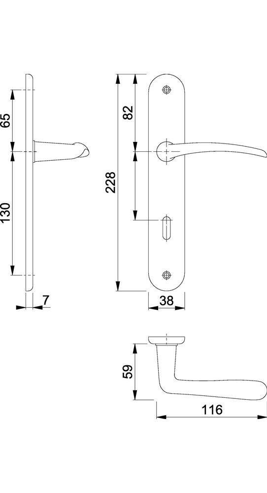 HOPPE Türbeschlag Langschildgarnitur mm OB M171/332P / rechts 72 Messing F49 Istanbul DIN links
