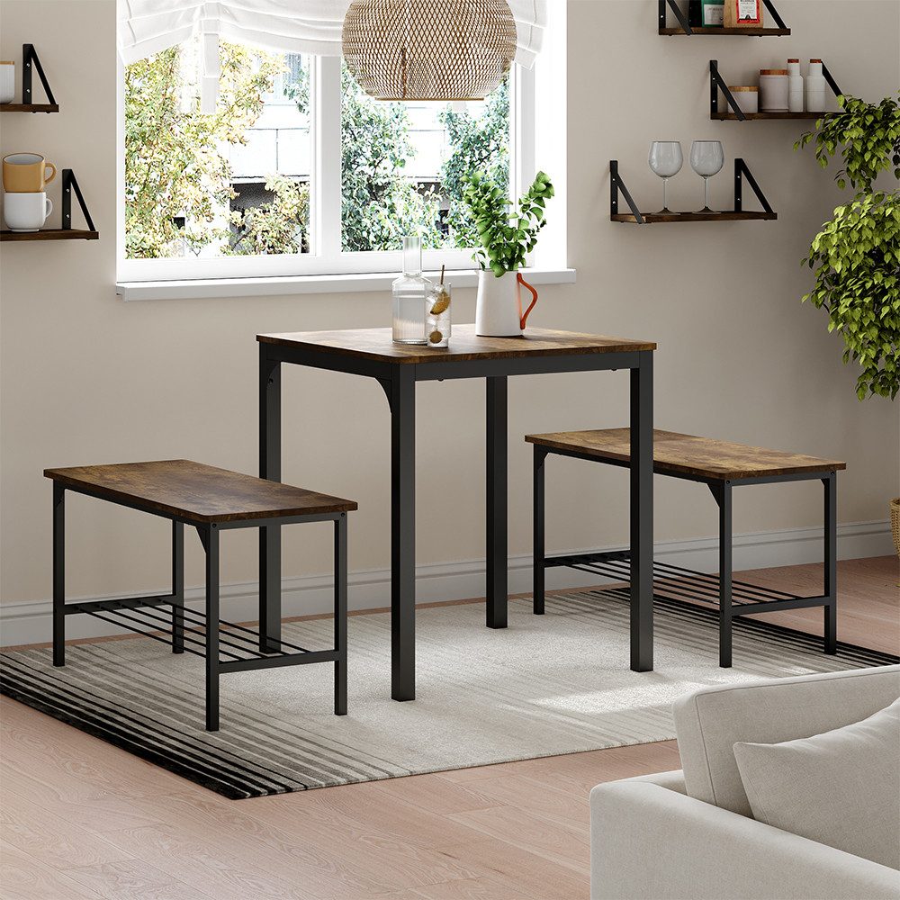 Vicco Esstisch Fyrk, Schwarz/Eiche rustikal, 70 x 70 cm günstig online kaufen