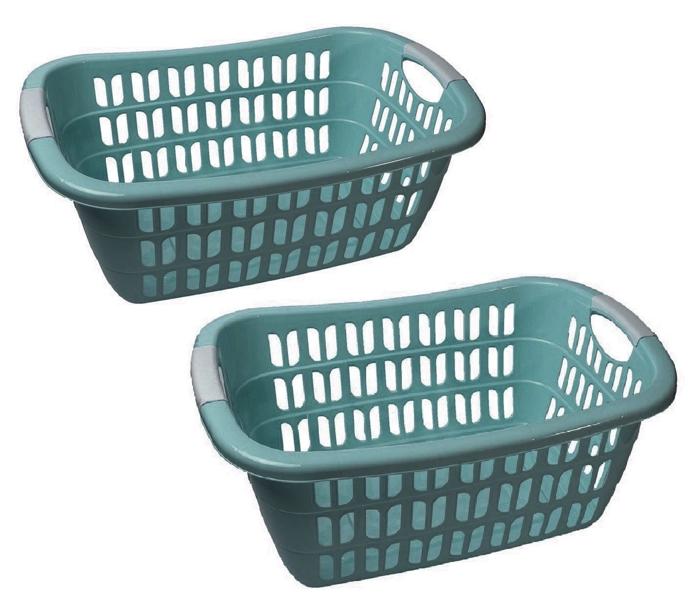 Ebaxx Wäschekorb 2 Stück Wäschekörbe Plastik Kunststoff Korb Griffen (Set) (2 Stück Wäschekörbe)