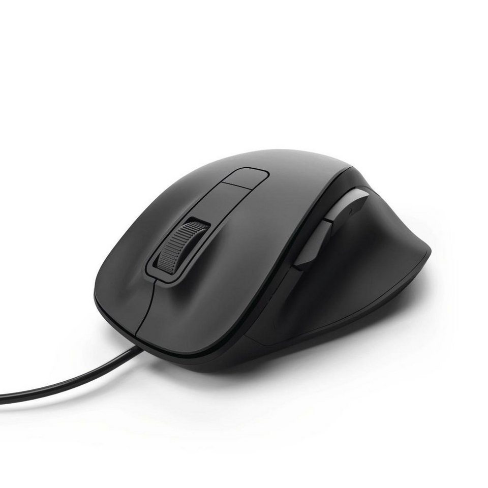 Hama Leise ergonomische Maus, Computermaus mit Kabel MC-500, 6 Tasten Maus,  Benutzung auf fast allen Oberflächen möglich, 1,8m Kabel