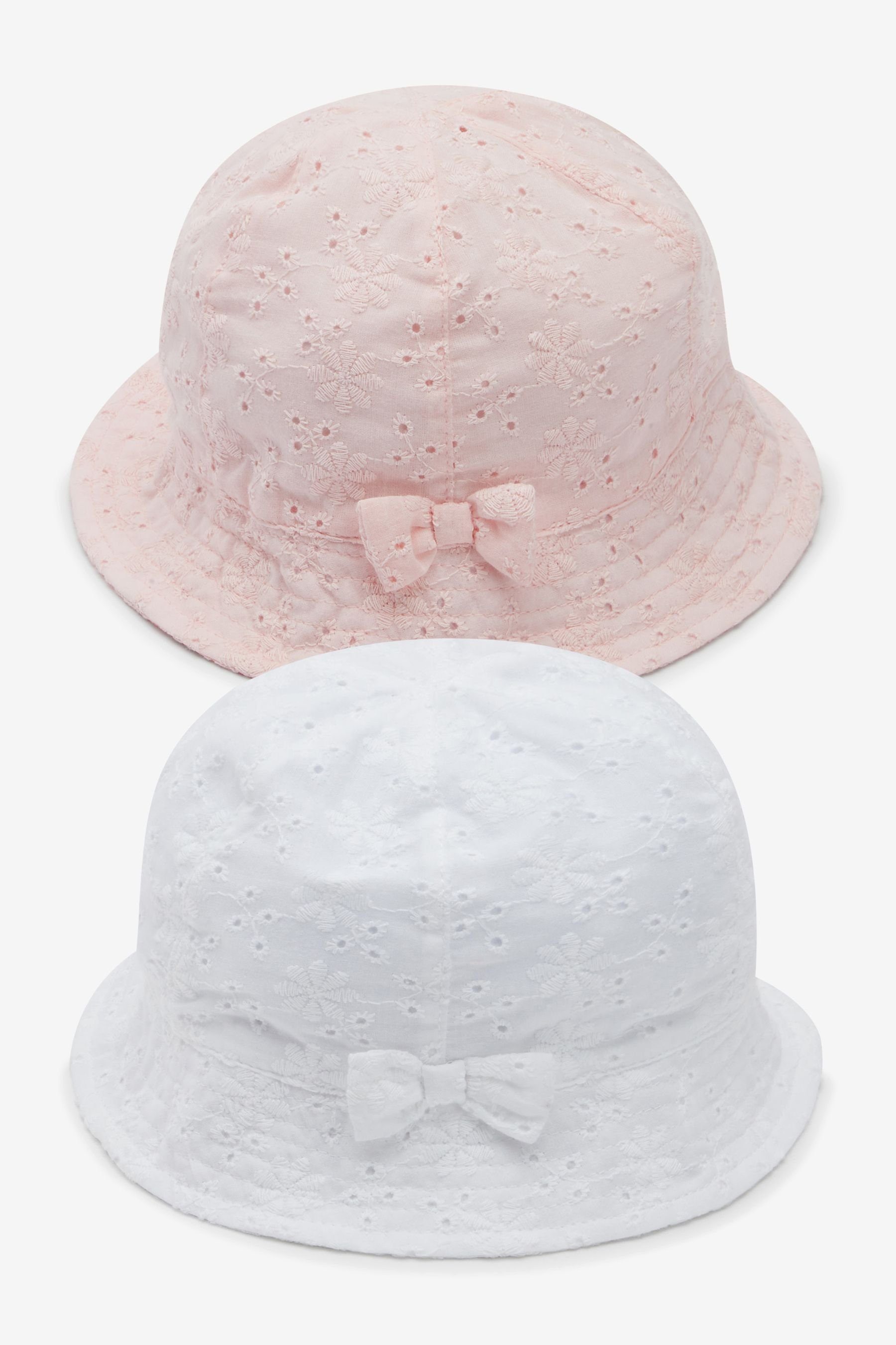für Next Sommerlicher Babys Anglerhut im 2er-Pack (2-St) Sonnenhut Broderie Pink
