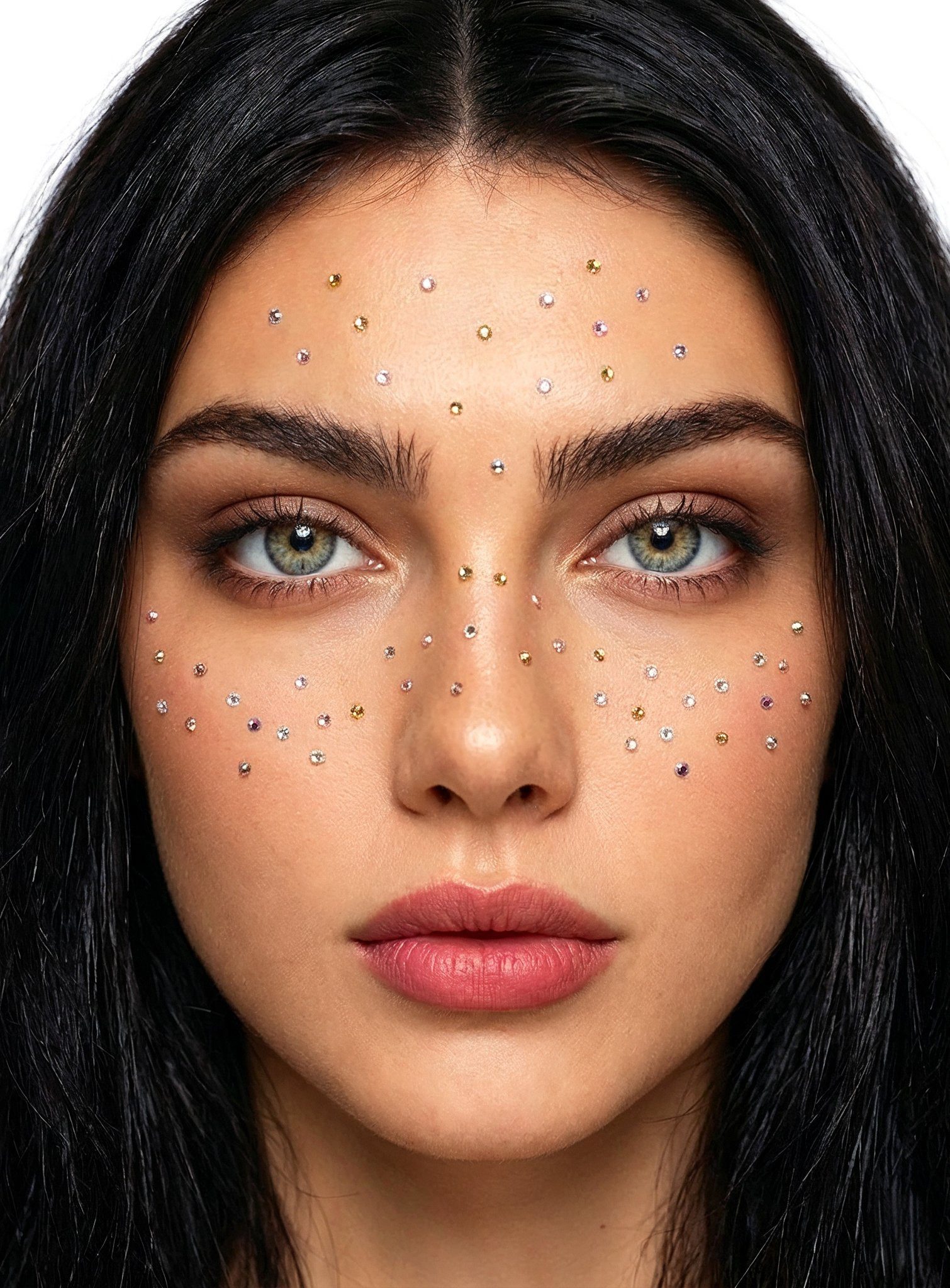 Rubie´s Theaterschminke Glitzersteine fürs Gesicht metallisch, Selbstklebende Strassteine für die Haut