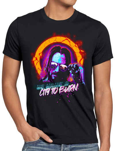 style3 Print-Shirt Herren T-Shirt City to Burn Silverhand cyberpunk band samurai
