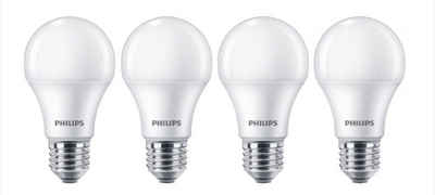 Philips LED-Leuchtmittel 4x Philips LED E27 A60 Birne 10W = 75W 1055lm 230V Kaltweiß 4000K, E27, Kaltweiß