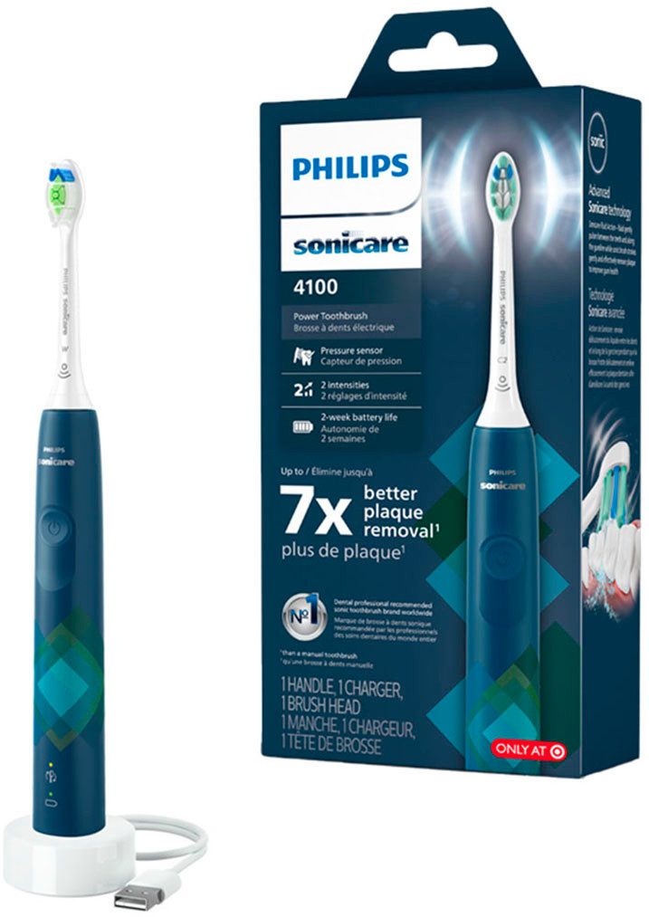 Philips Sonicare Elektrische Zahnbürste Series 4100 HX3689, Aufsteckbürsten: 1 St., mit integriertem Drücksensor und 2 Intensitätsstufen, inkl. Ladegerät