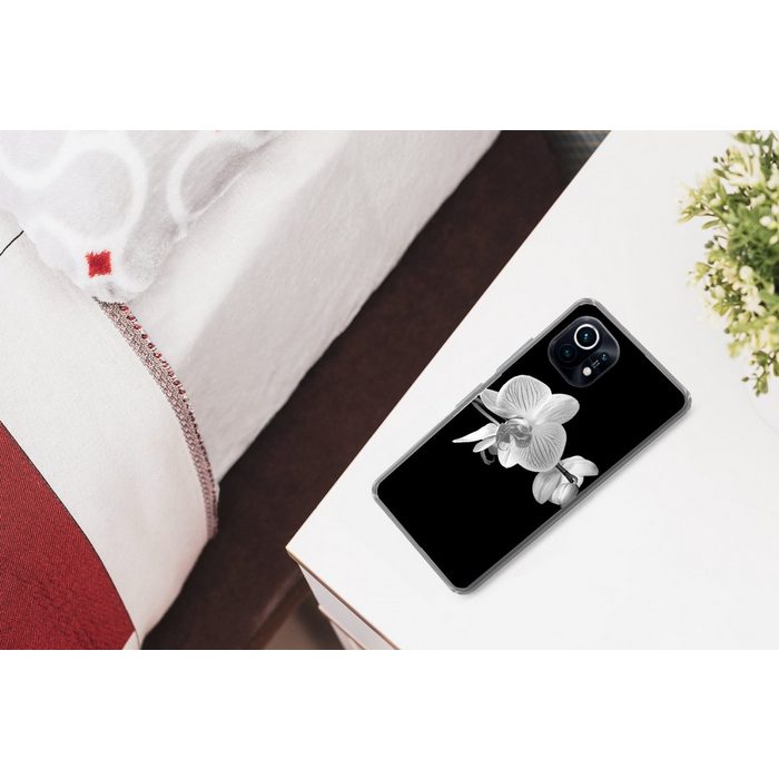 MuchoWow Handyhülle Orchidee - Blumen - Schwarz - Rosa - Knöpfe Phone Case Handyhülle Xiaomi Mi 11 Silikon Schutzhülle