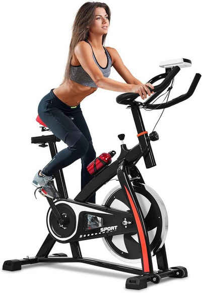 KOMFOTTEU Heimtrainer Fitniss Fahrrad, Indoor Cycle, mit 10kg Schwungrad & einstellbare Sitzhöhe