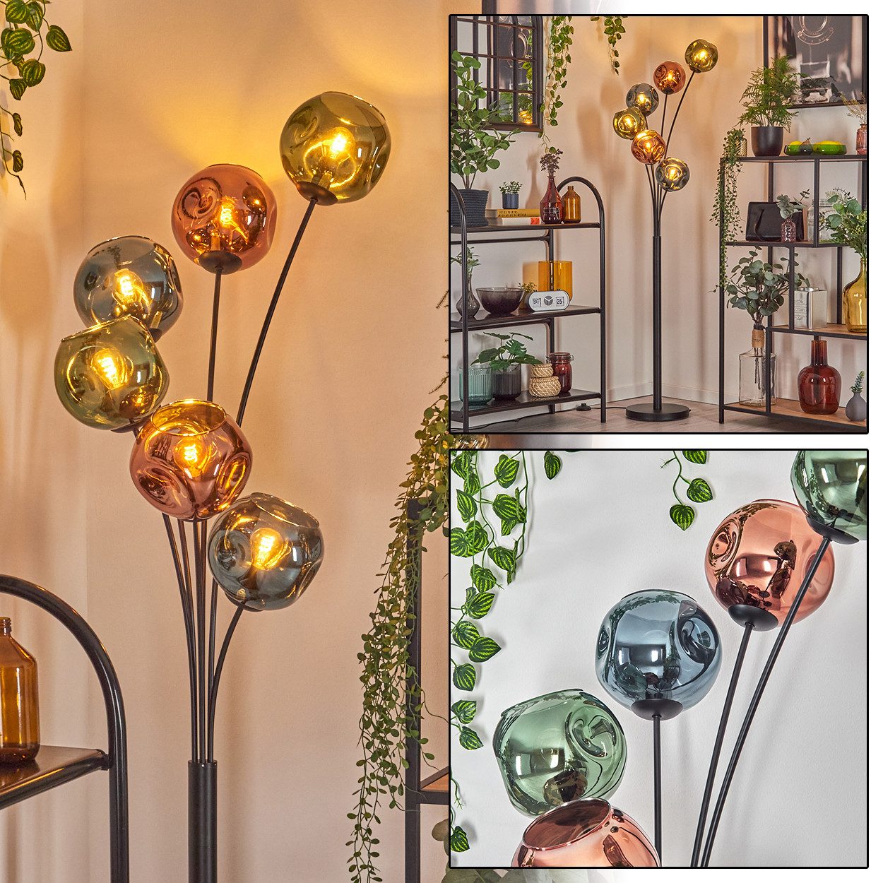 hofstein Stehlampe Stehlampe aus Metall/Glas in günstig online kaufen