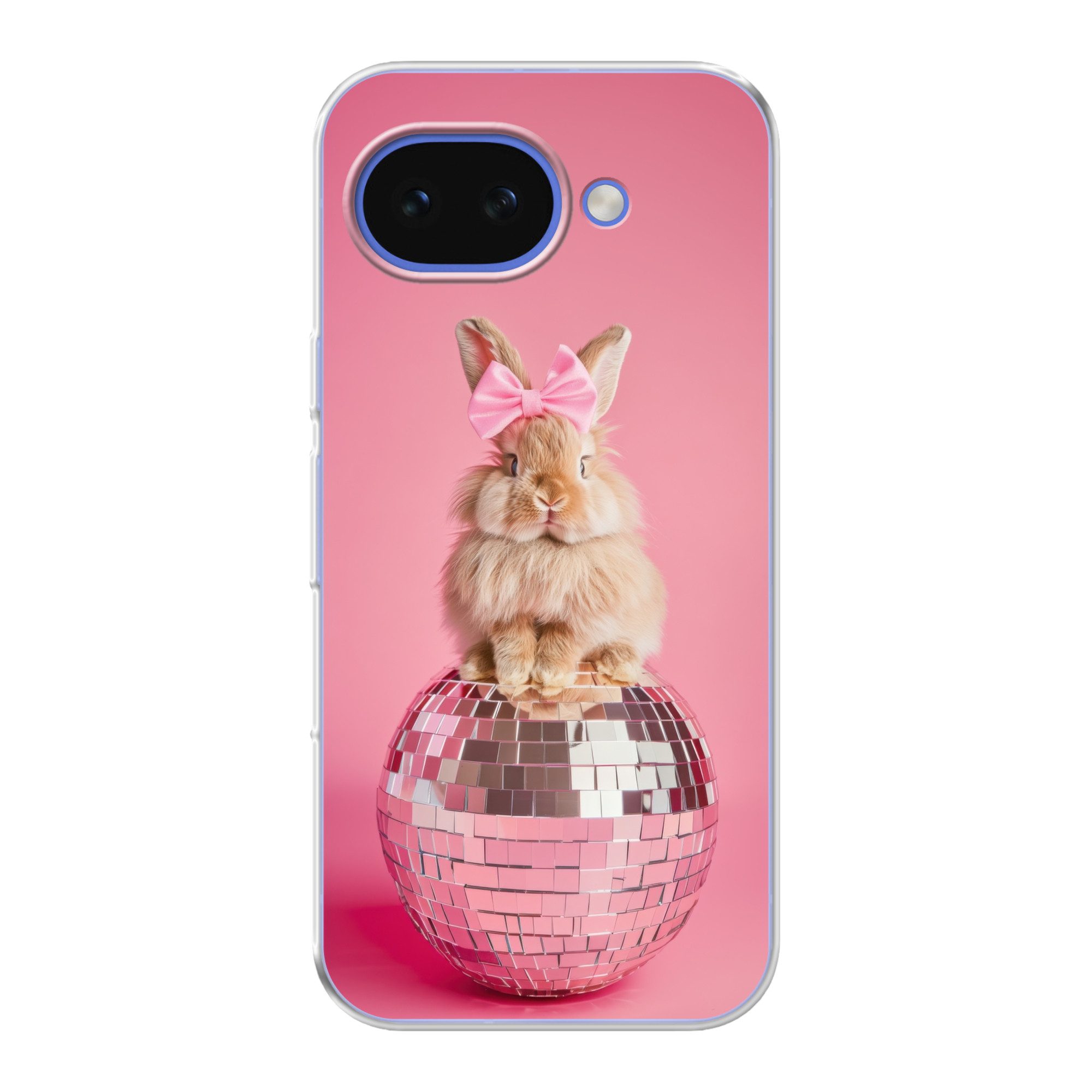 MuchoWow Handyhülle für Google Pixel 10A Schleife - Discoball - Kaninchen, Phone Case, Silikon, Schutzhülle Dünn