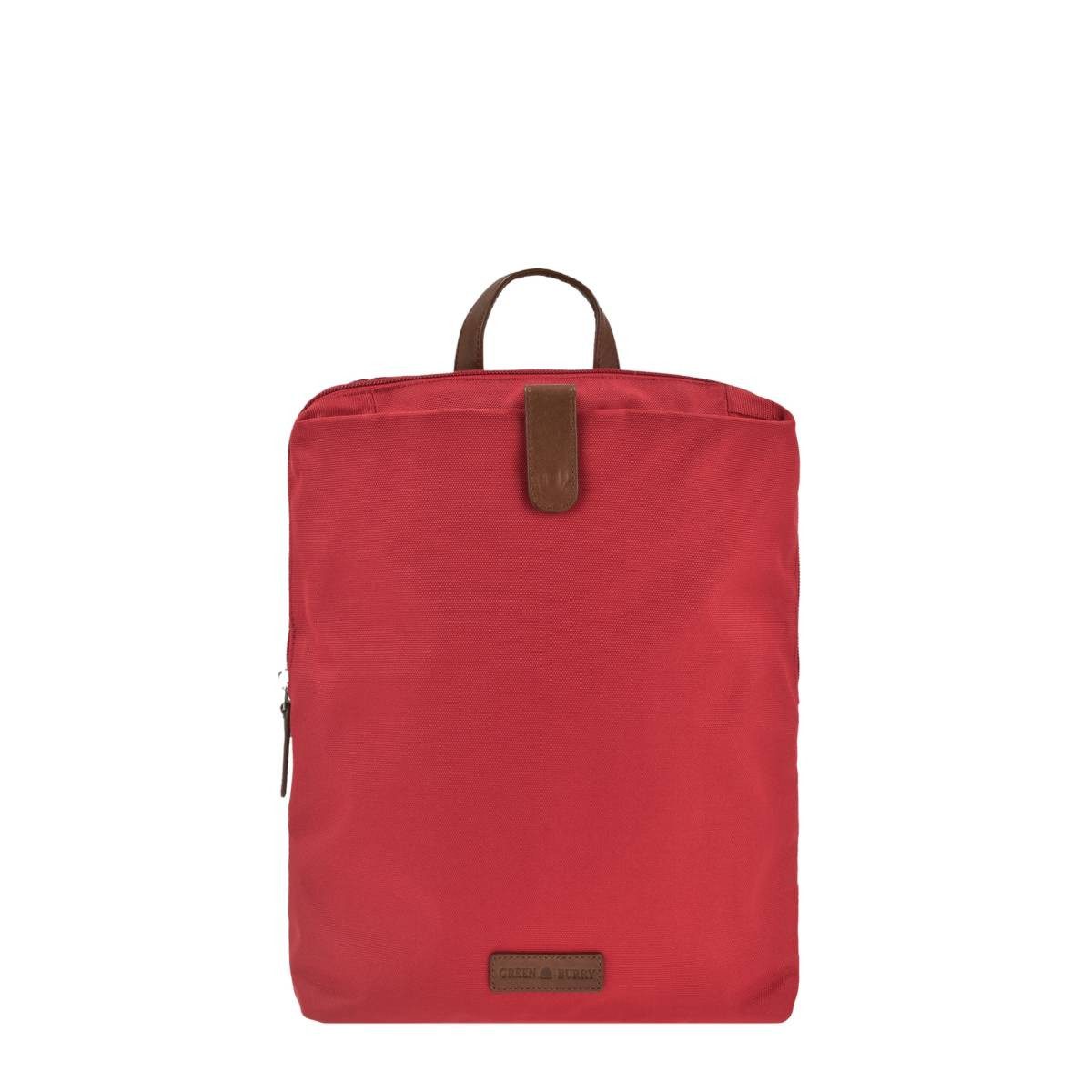 Greenburry Freizeitrucksack "Eva" leichter Nylonrucksack, Rucksack 26x30cm, kleiner Damenrucksack Cityrucksack klein, rot