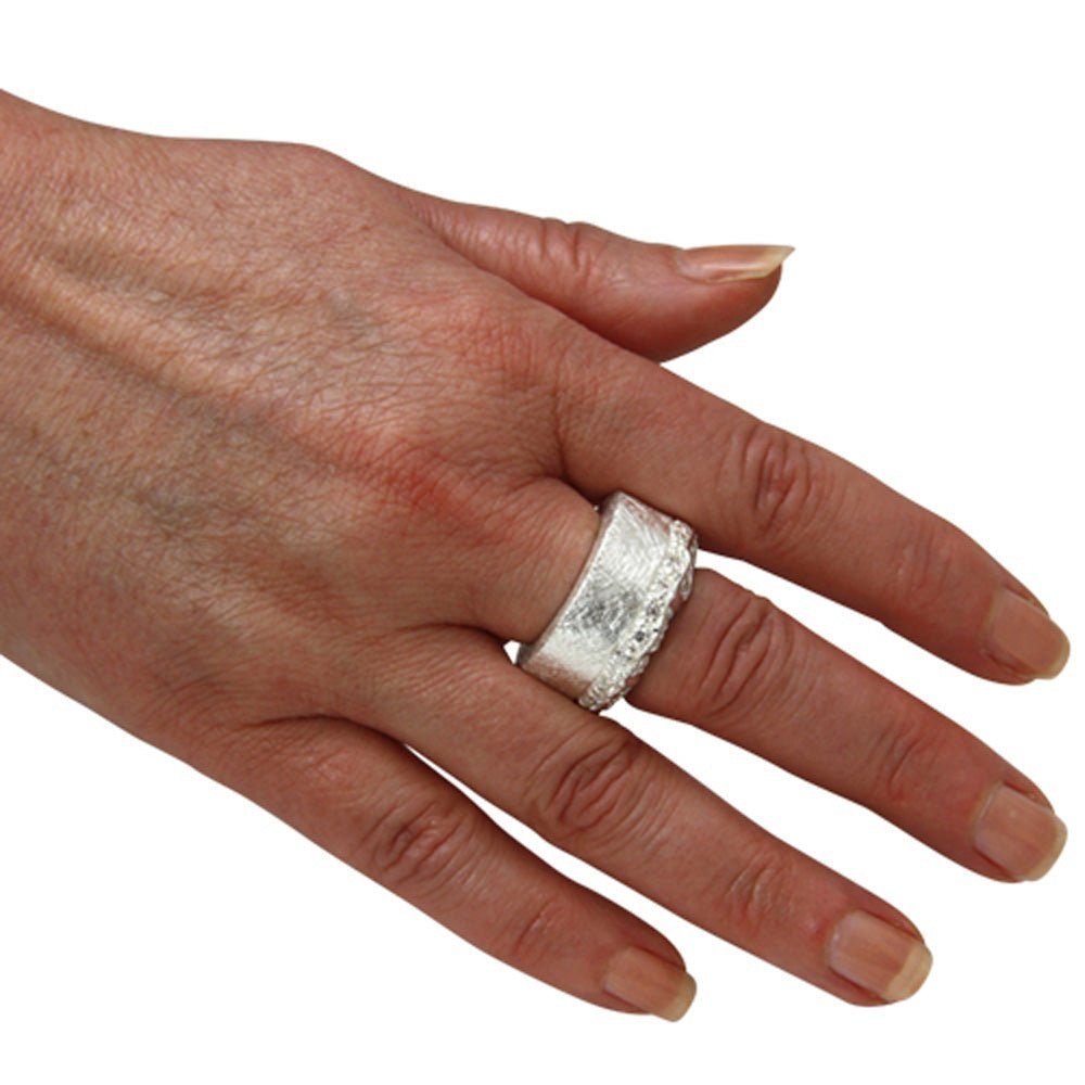 Goldschmiedearbeit (Sterling Deutschland 925), SKIELKA Silberring hochwertige "Side Silber Effect" Ring aus DESIGNSCHMUCK Silber