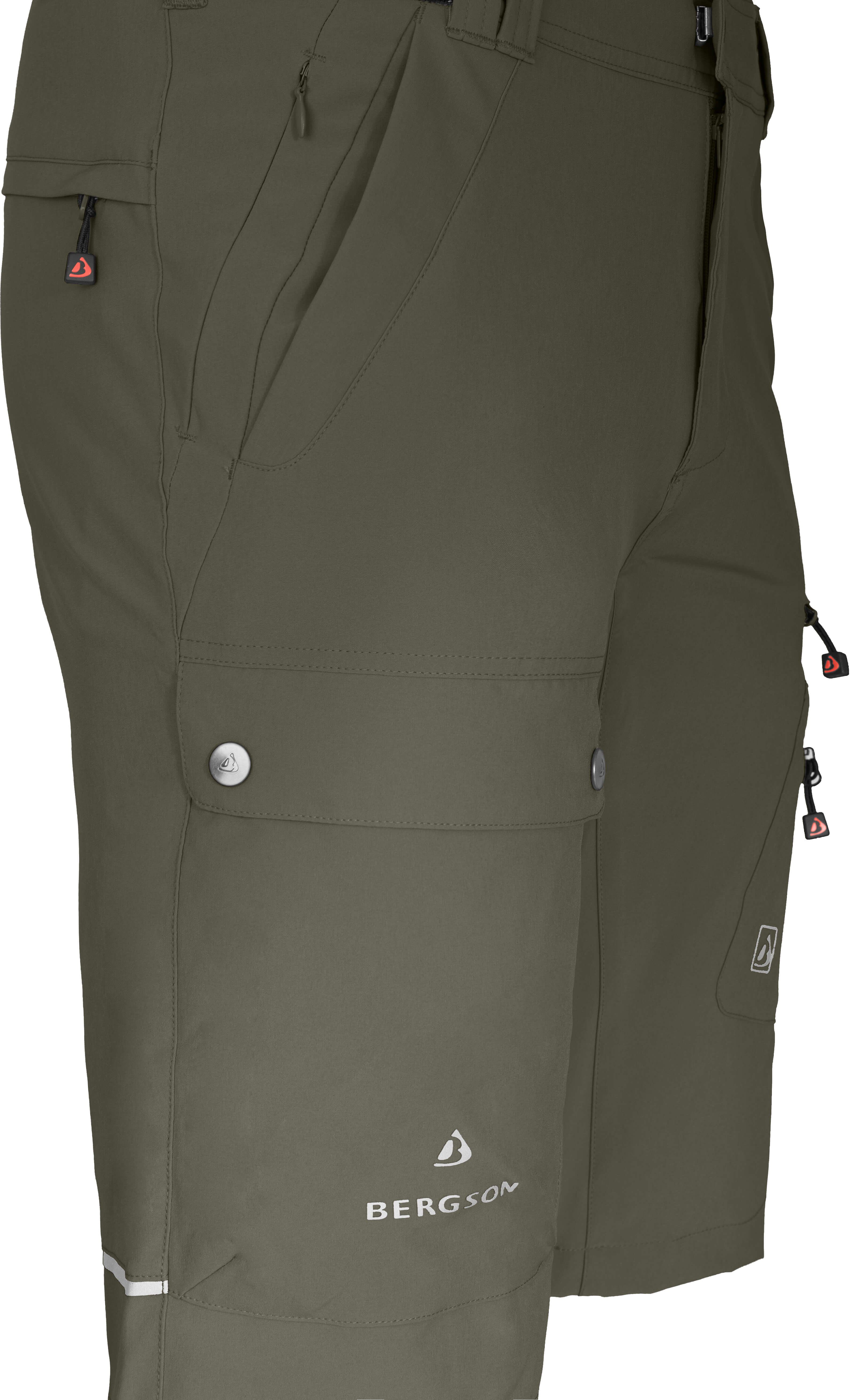 Bergson Outdoorhose FROSLEV recycelt, COMFORT Wandershorts, Normalgrößen, Bermuda Herren Taschen, 8 elastisch, grau/grün