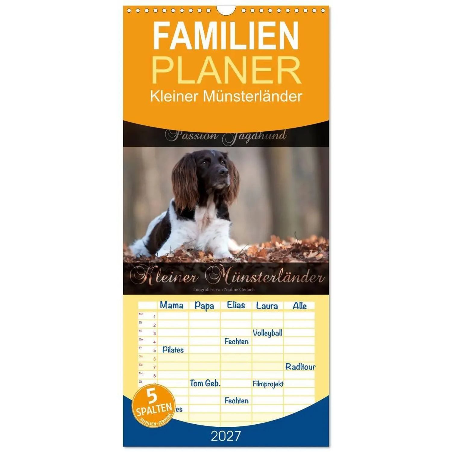 Tiere Wandkalender Familienplaner 2027 - Passion Jagdhund - Kleiner Münsterländer mit...