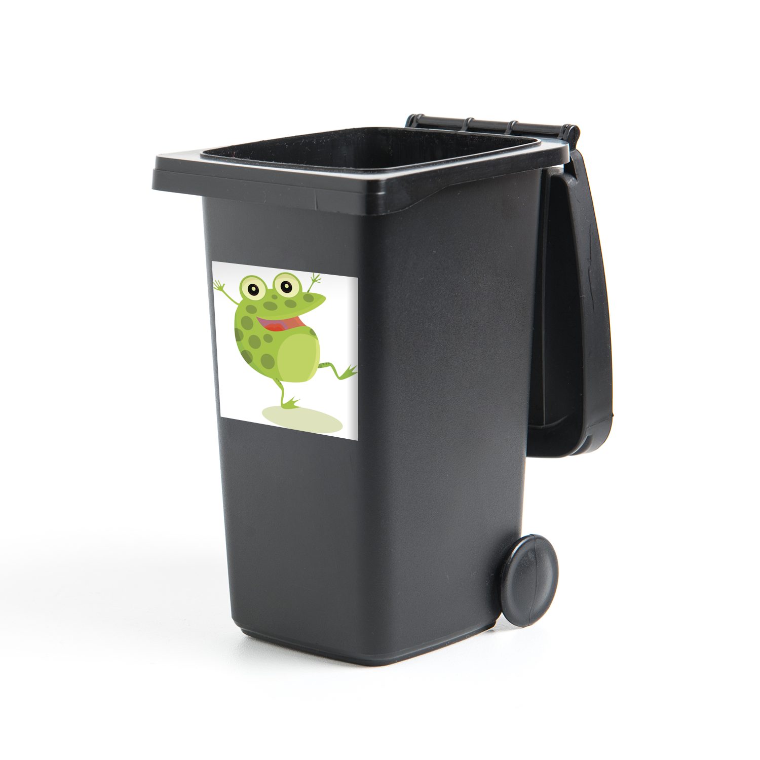 MuchoWow Wandsticker Frosch - Weiß - Kinder (1 St), Mülleimer-aufkleber, Mülltonne, Sticker, Container, Abfalbehälter