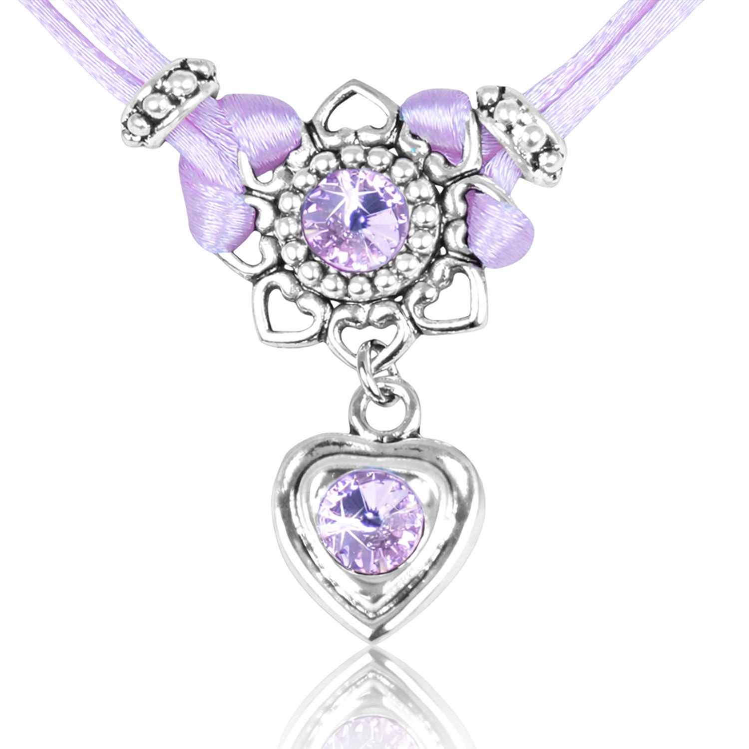 Kette mit Anhänger Chiara mit Herzblüte, Strassherz und Premium Kristallen