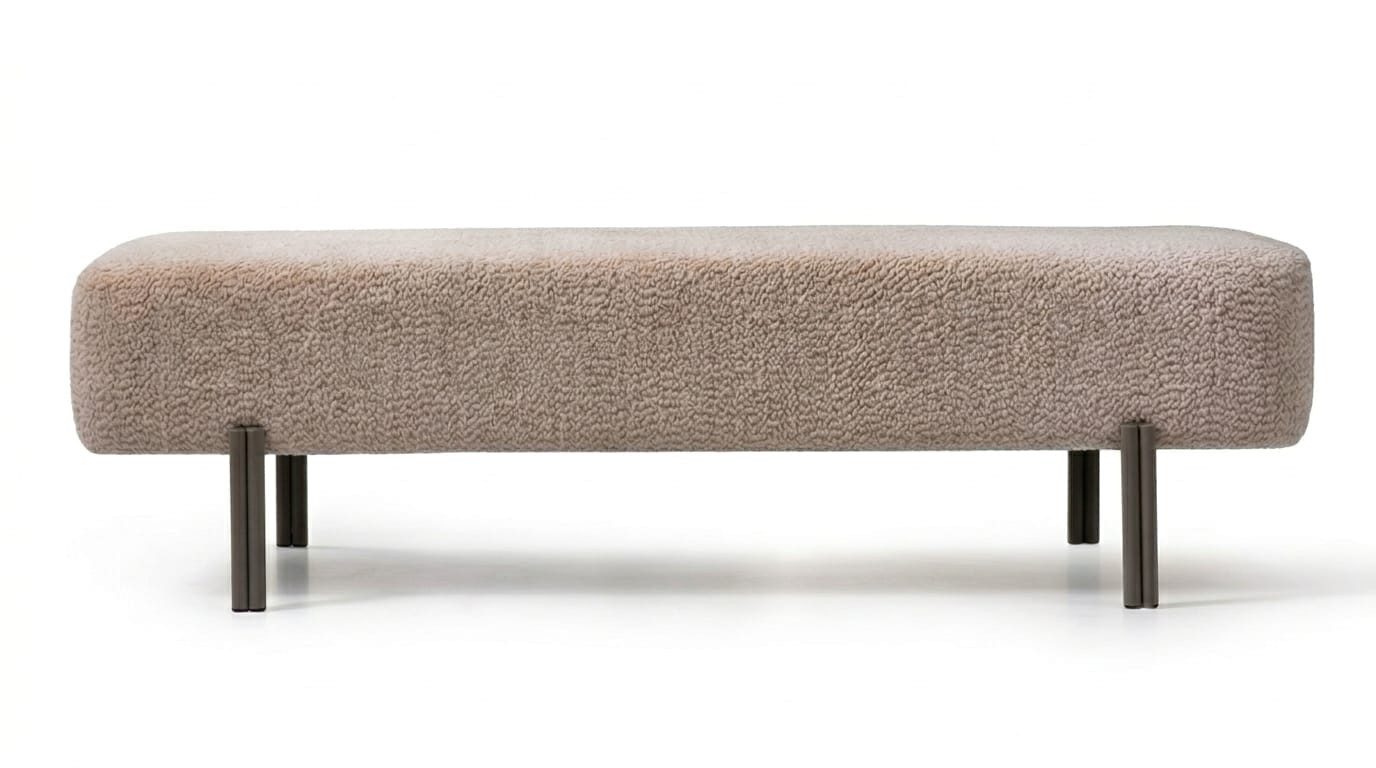 JVmoebel Polsterbank Bank Beige Textil Holz Modern Sitzbank Gepolstert Einfarbig Komfort (1-St., 1-tlg)