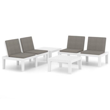 furnicato Garten-Essgruppe 4-tlg. Garten-Lounge-Set mit Auflagen Kunststoff Weiß