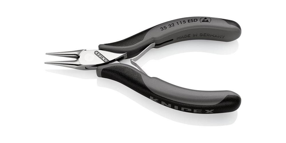 Greifzange Knipex ESD 3 Gesamtlänge flachbreite Form Mehrkomponenten-Hüllen Elektronik-Greifzange spiegelpoliert 115 Backen mm
