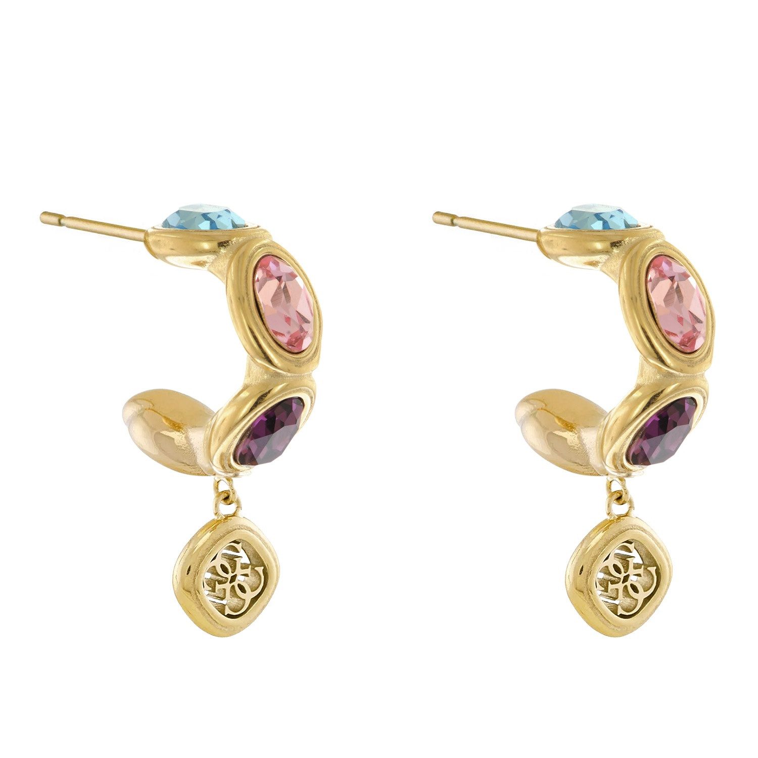 Guess Paar Creolen Damen-Creolen Multi Crystals Ohrringe Goldfarben günstig online kaufen