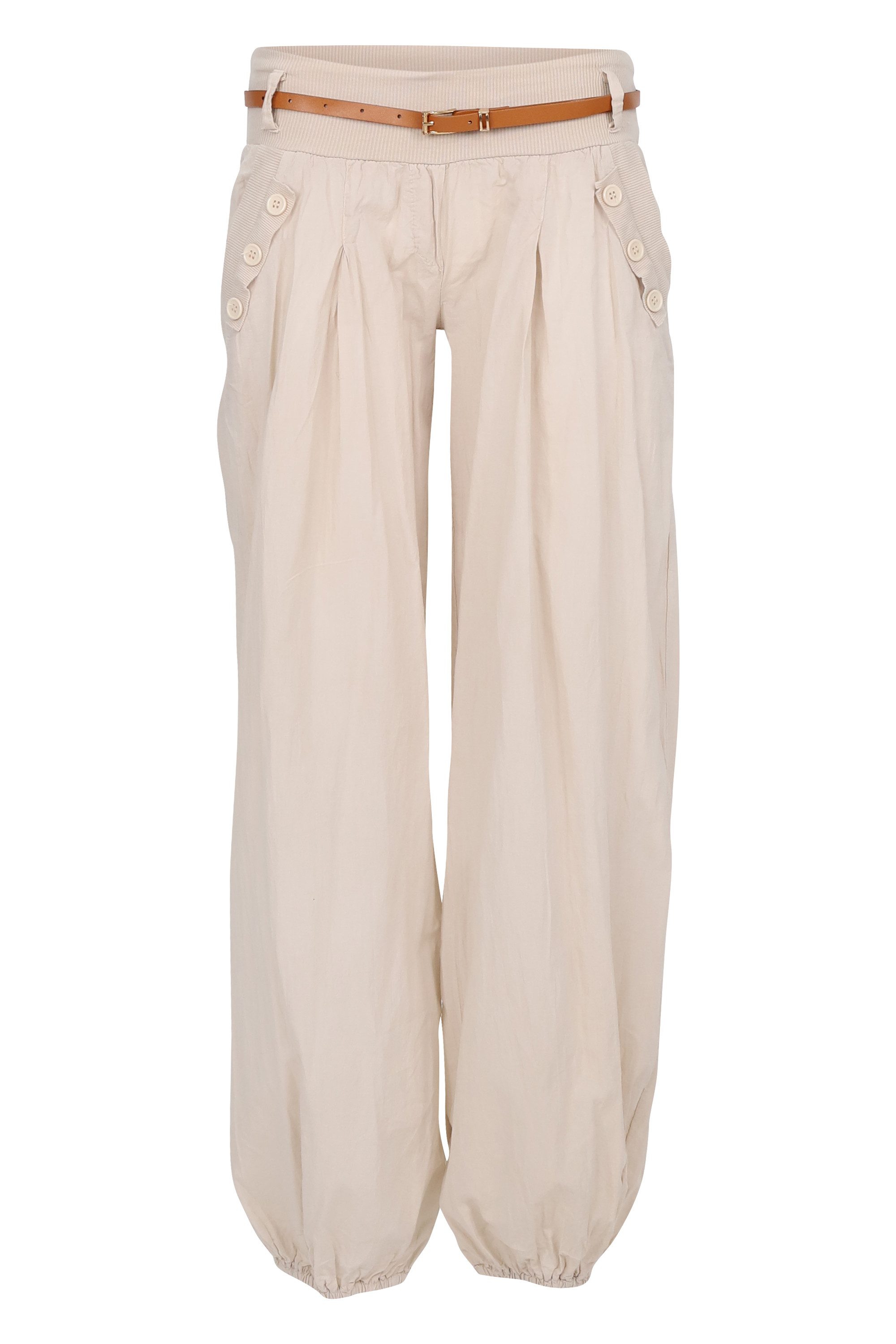 malito more than fashion Haremshose malito Damen Chino Hose in Uni Farben, Freizeithose mit Gürtel, Sommerhose mit Gürtel