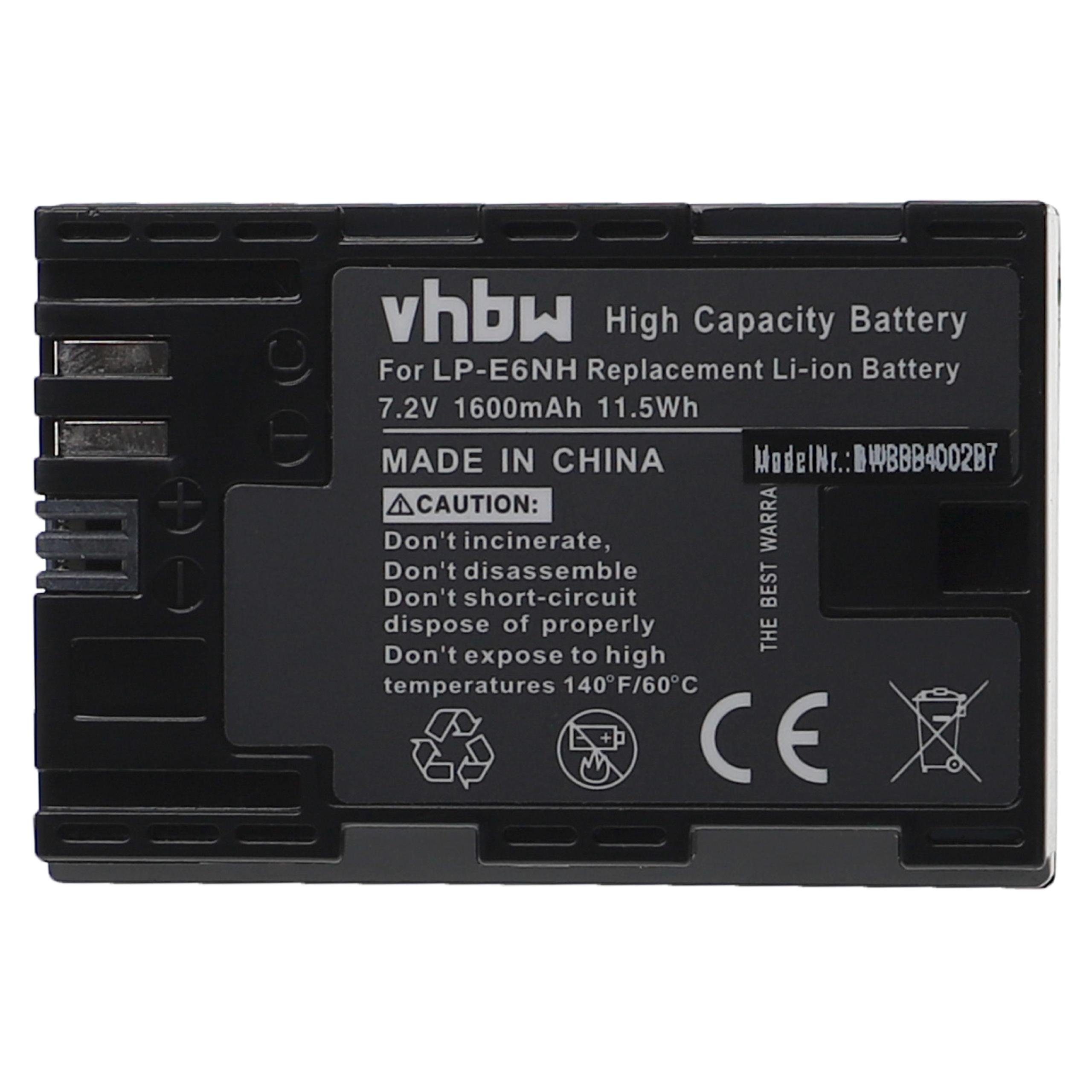vhbw kompatibel mit Canon Batteriegriff BG-E7, BG-E6, BG-E13, BG-E14, BG-E9 Kamera-Akku Li-Ion 1600 mAh (7,2 V)