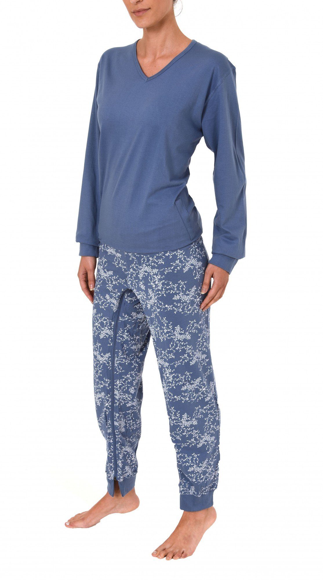 Pyjama Damen Pflegeoverall langarm mit Reissverschluss am Rücken und am Bein 261 270 90 100 – Bild 2 von 3