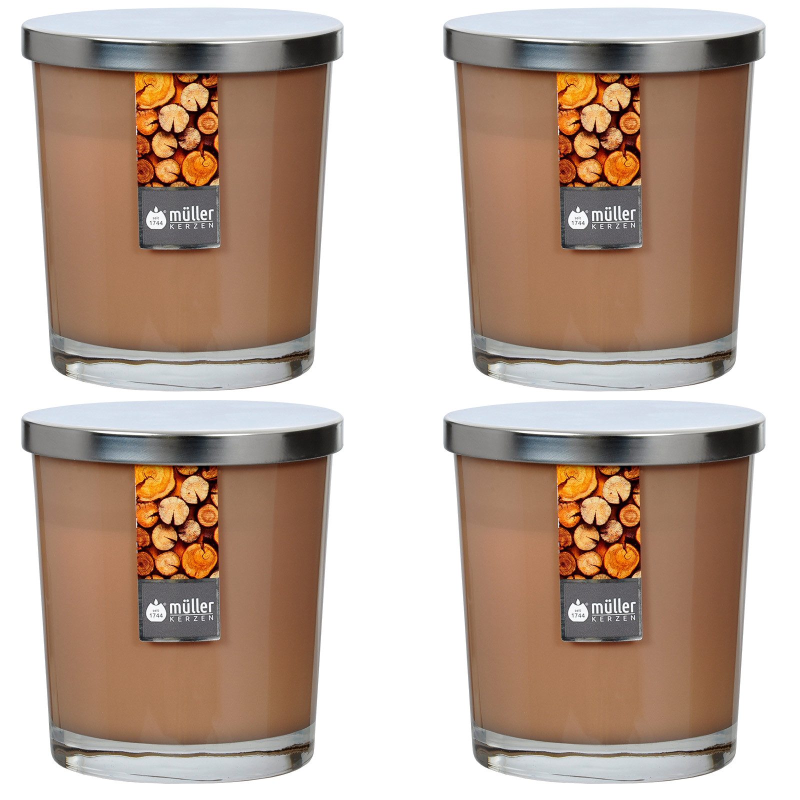 ECI Tools Duftkerze Maxi Duft-Kerzenglas 110/95 mm mit Deckel, Set 4 Stck., Sandalwood (4er Set)