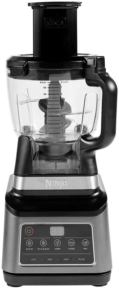 NINJA Kompakt-Küchenmaschine 3-in-1 mit Auto-iQ BN800EU, 1200 W, 2,1 l Schüssel, 1,8 l Schüssel, 0,7 l Tasse und weiterem Zubehör