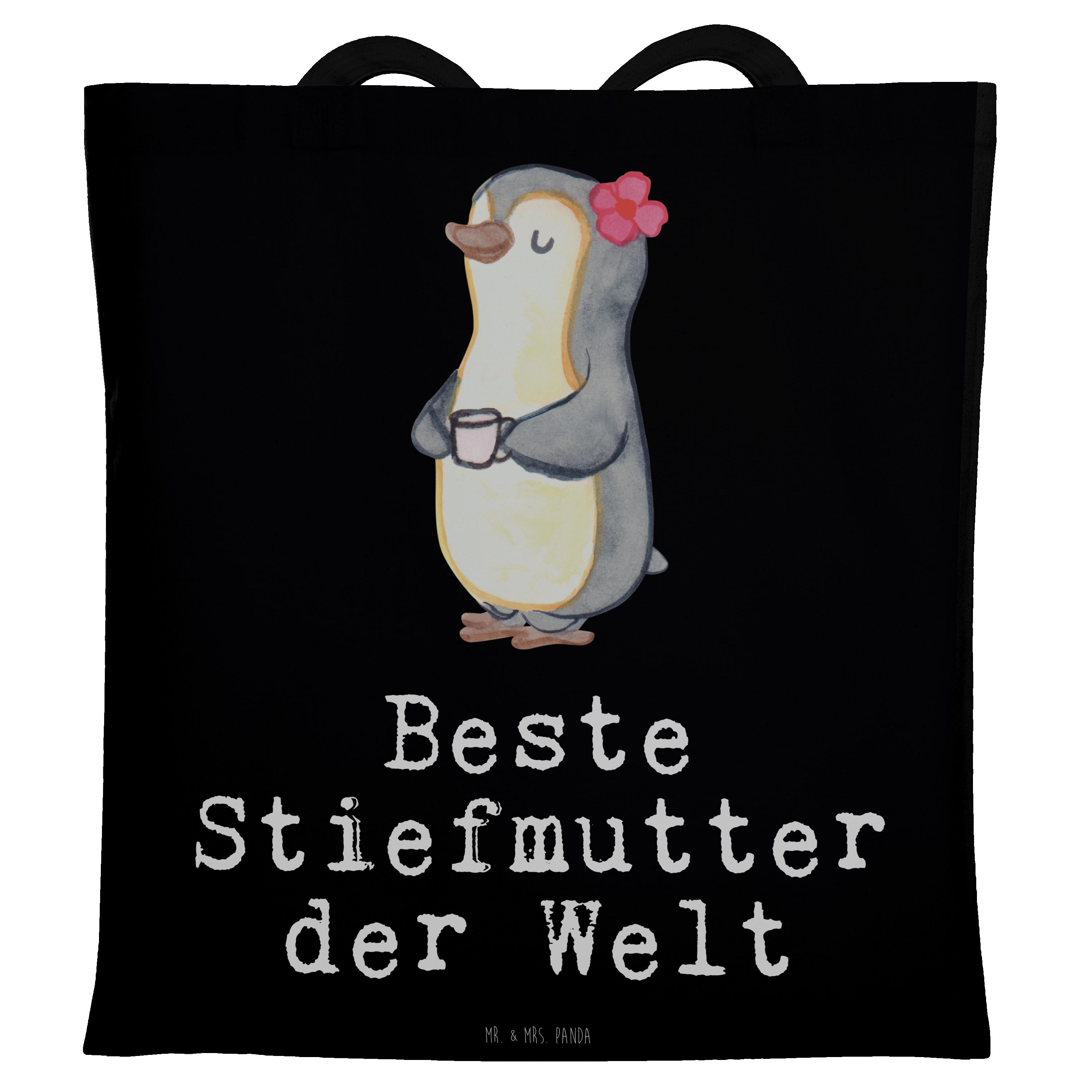 Mr. Geschenk, - Mrs. Beutel, Schwarz - Panda Stiefmutter Tragetasche Beste der & Welt für, (1-tlg) Pinguin