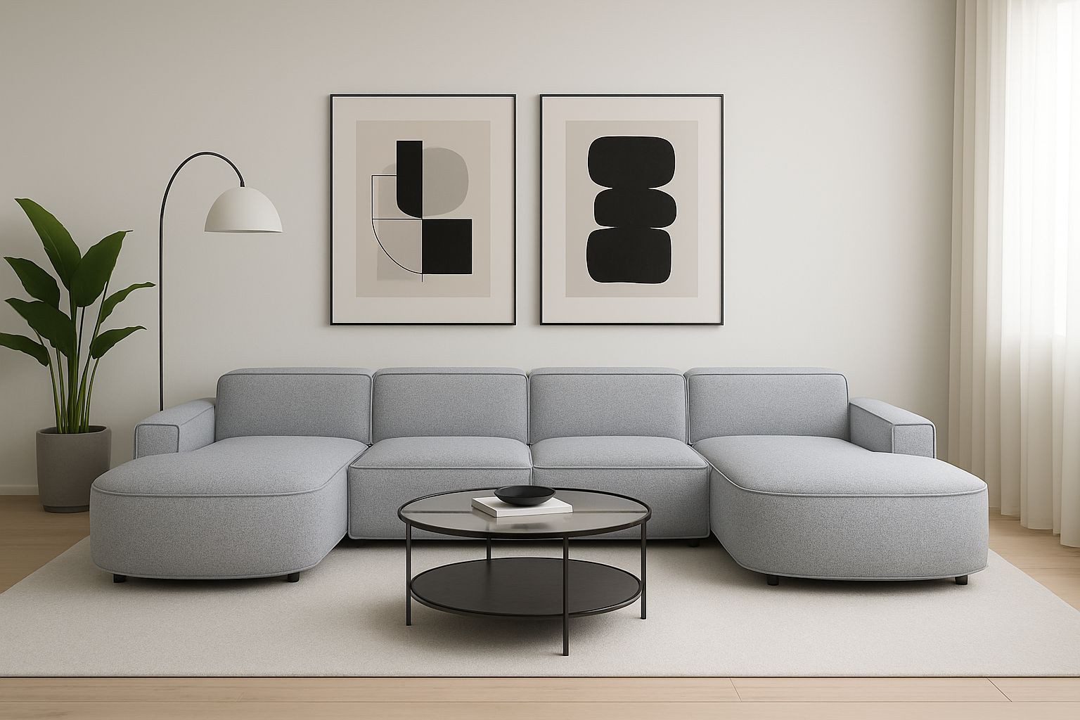 Kaiser Möbel Ecksofa Cursal Round U-Form – großes modulares Sofa mit sanften Rundungen, Einzelsofa